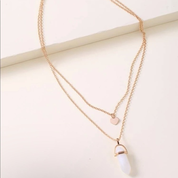 𝅺gold Heart & Gemstone Layered Necklace - Picture 2 of 2